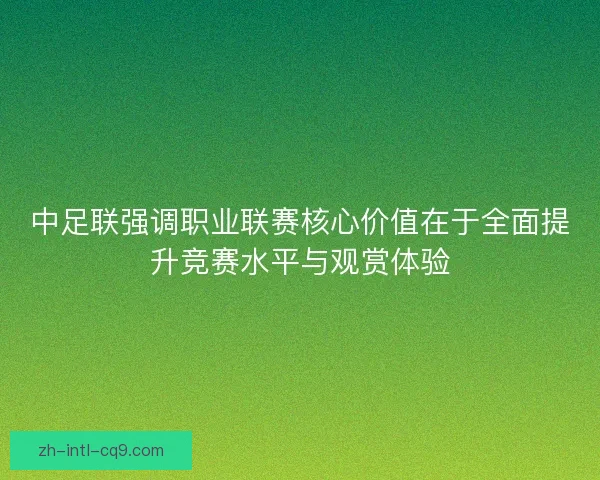 中足联强调职业联赛核心价值在于全面提升竞赛水平与观赏体验 中足联强调职业联赛核心价值在于全面提升竞赛水平与观赏体验