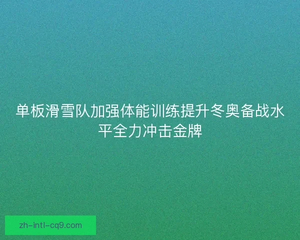 单板滑雪队加强体能训练提升冬奥备战水平全力冲击金牌 单板滑雪队加强体能训练提升冬奥备战水平全力冲击金牌